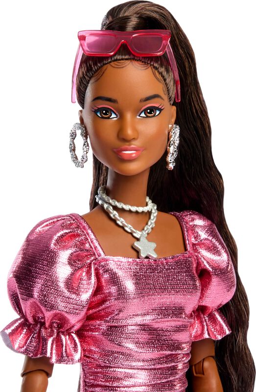 Vestido Rosa Coral Metalizado Estilo Barbie Del... image number null