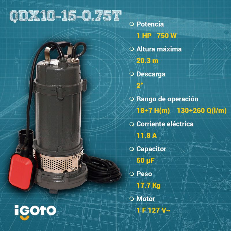 Igoto, Qdx10-16-0.75t,bomba Sumergible Agua 1 H... image number null