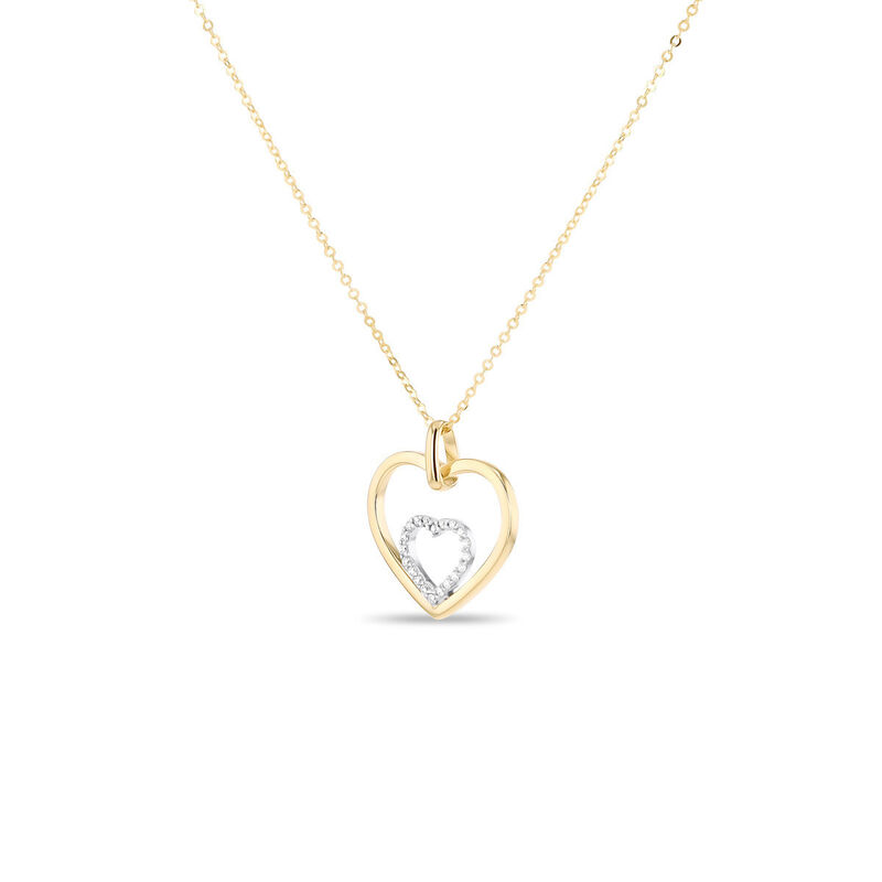 Dije Coraz&oacute;n Bicolor 10k Con Zirconias + Cadena... image number null