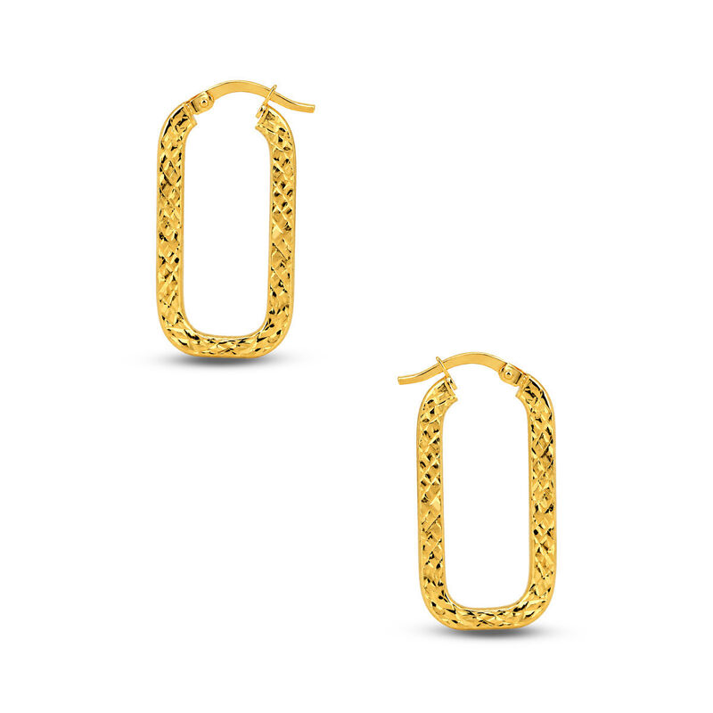 Arracadas Rectangulares Oro 10k Diamantado 9x22... image number null