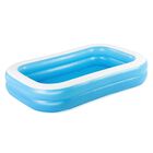Alberca Inflable Rectangular Infantil Con 2 Aros 2.62 Mts Azul
