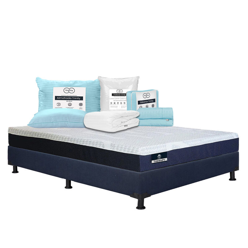 Colch&oacute;n Queen Size Therapy + Box + Almohada Tri... image number null