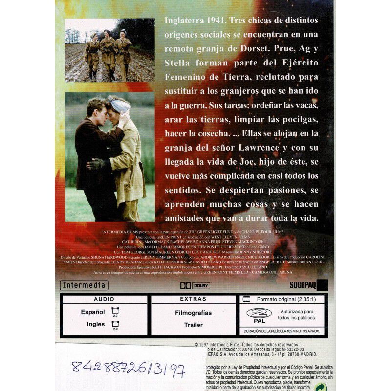Amores En Tiempos De Guerra Dvd image number null