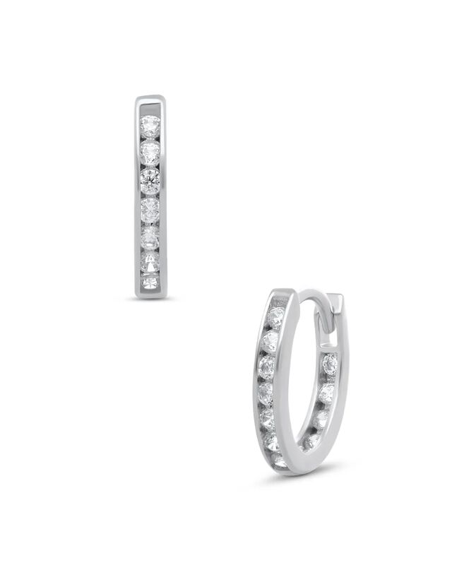Arracadas De Oro Blanco 14k Con Zirconias (10 X... image number null