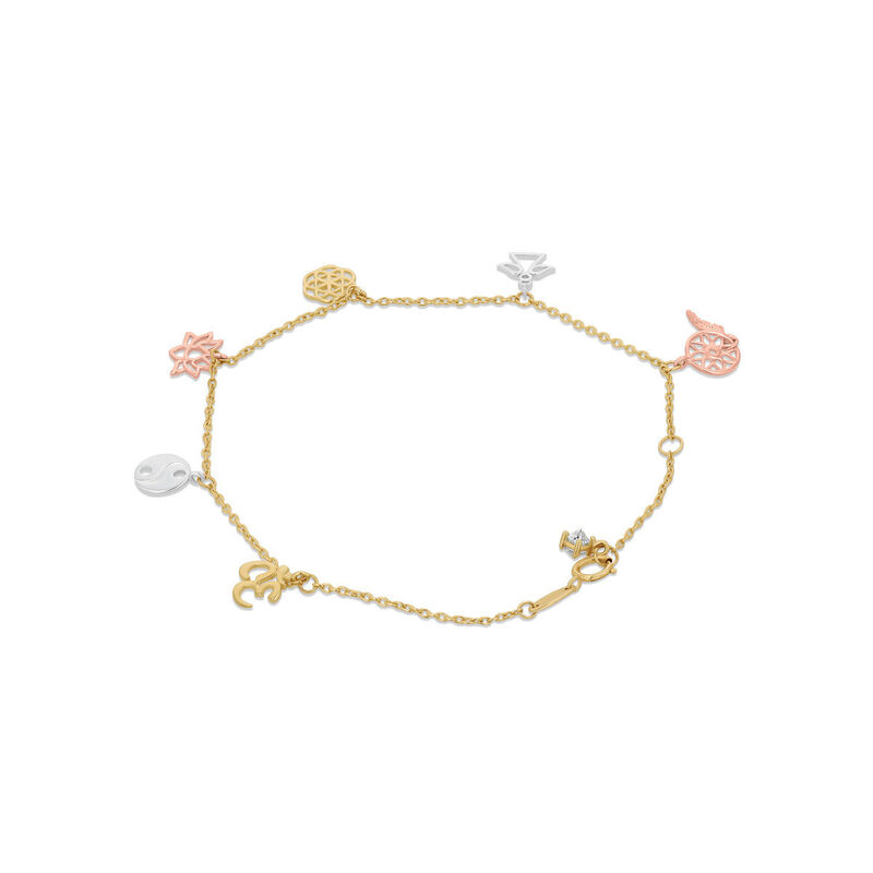 Pulsera Oro Florentino 10k Con 6 Charms Suerte ... image number null