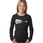 Camiseta De Manga Larga Word Art Para Ni&ntilde;a - Paz Amor Country - Negro