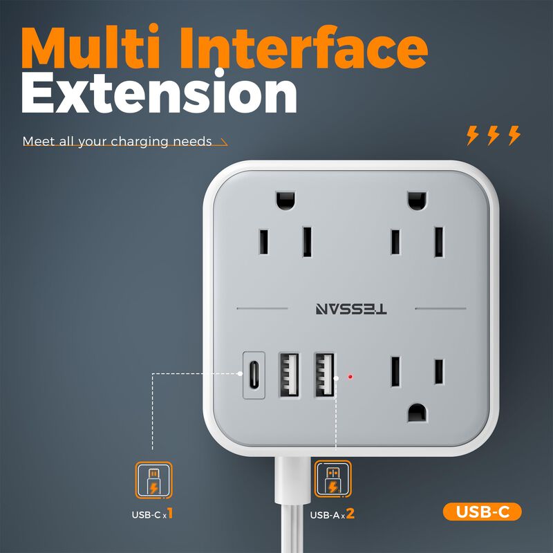 Cable De Extensi&oacute;n Tessan Ultradelgado Y Plano ... image number null