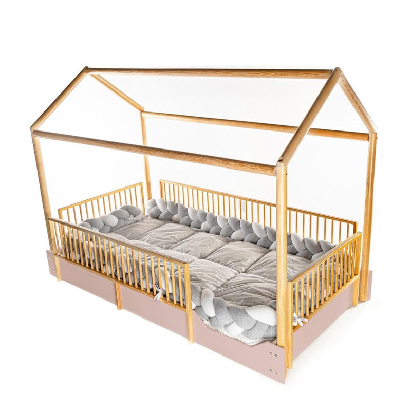 Cama Casa de Madera Montessori Individual Rosa ... image number null