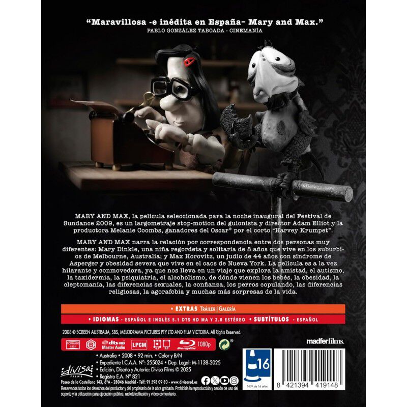 Mary y Max (Edici&oacute;n especial con funda) [Blu-ra... image number null