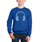 Sudadera De Cuello Redondo Word Art Para Ni&ntilde;o - Aud&iacute;fonos Con Nota Musical - Azul Rey