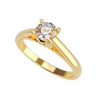 Anillo de Compromiso de 14K con Circonia Talla 6 ORO AMARILLO 14K- Amore Mio!