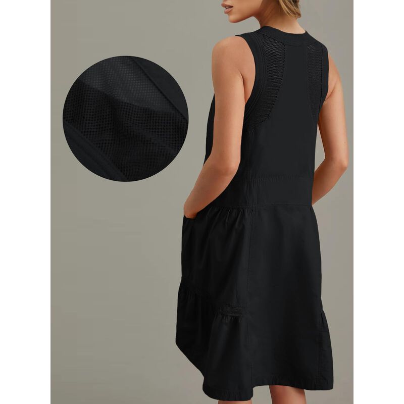 Vestido Mini Negro Fisoew con Escote en V y Pan... image number null