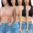 Pack de 4 Tops De Mujer Deportivos Y Casuales TOP-1024-PX4 Negro, Negro, Beige Y Coral Acanalado