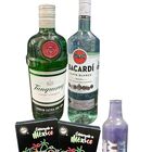 Kit Especial, 1 Ron Bacardi Blanco 980 ml, 1 Gin Tanqueray 750 ml, 2 Barajas, 1 Skyy Blue