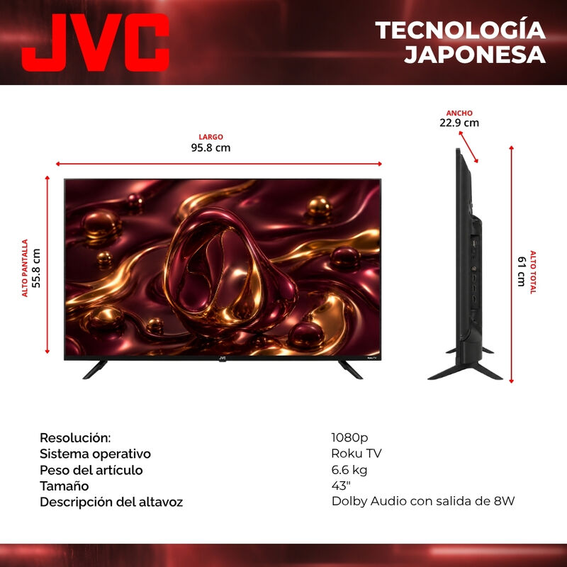 Jvc  2 Pantallas Smart Tv 43 Pulgadas  Full Hd ... image number null