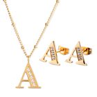 Juego Joyería Mujer, Collar Aretes Inicial Letras Luckyly