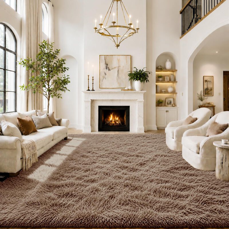 Alfombra Junhejiamei 244x152 Cm Beige De Peluch... image number null