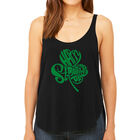 Tank Top Holgado Word Art Para Mujer - Tr&eacute;bol Del D&iacute;a De San Patricio- Negro