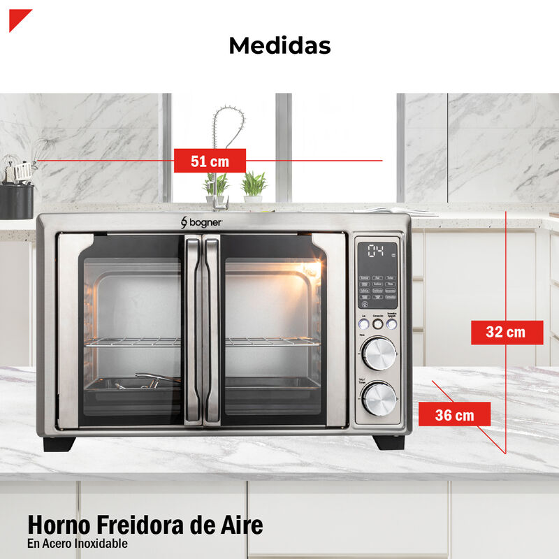 Bogner Horno Freidora De Aire Acero Inox 30L Ba... image number null