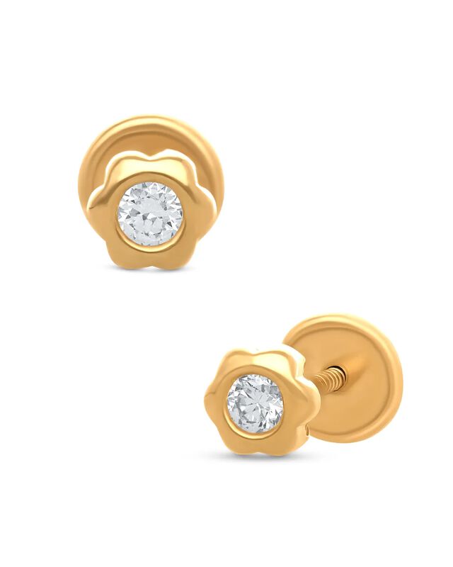 Broqueles De Flor En Oro Amarillo 14k Con 6.5pt... image number null