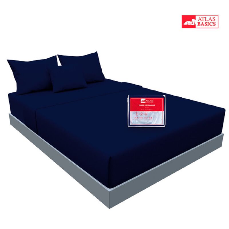 Juego de Sábanas Soft Matrimonial Azul Marino A... image number null