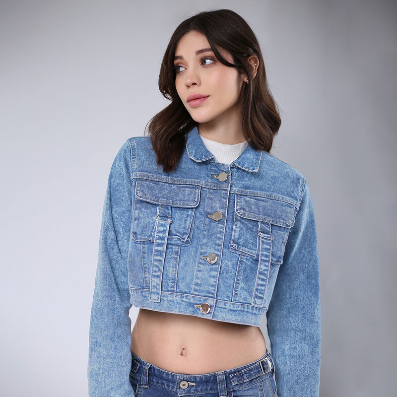 Chamarra Crop Mujer Mezclilla Stretch Savi Jean... image number null