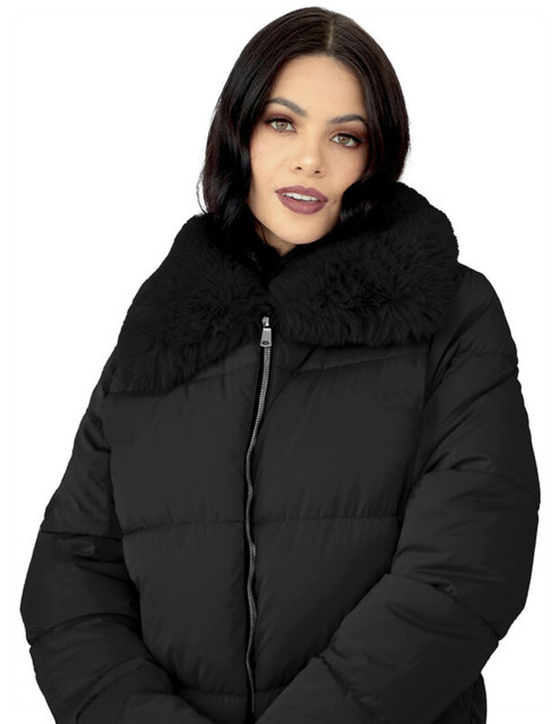 Chamarra Mujer Cuello Con Peluche Acolchada Neg... image number null