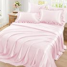Juego De S&aacute;banas Homiest King 6 Piezas Rosa Blush Con Aspecto Satinado