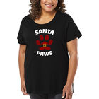Camiseta De Talla Grande Word Art Para Mujer - Santa Paws- Negro