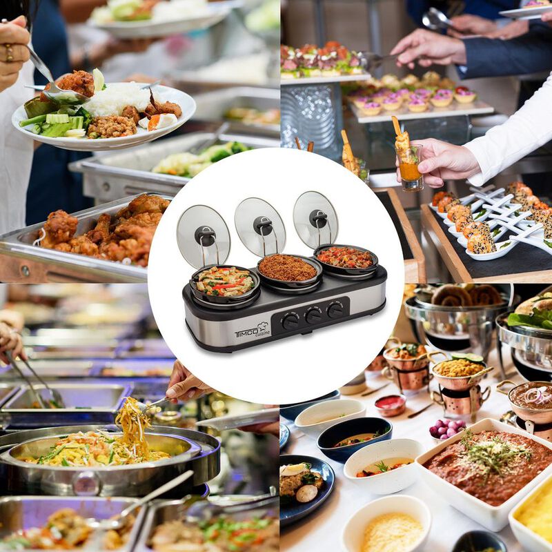 BUFETERA TIMCO 3 INSERTOS DE CERAMICA Y TAPAS D... image number null