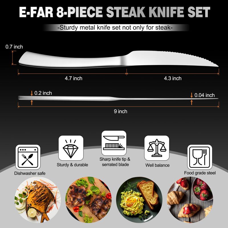 Cuchillos Para Bistec E-far Juego De 8 De 23 cm... image number null