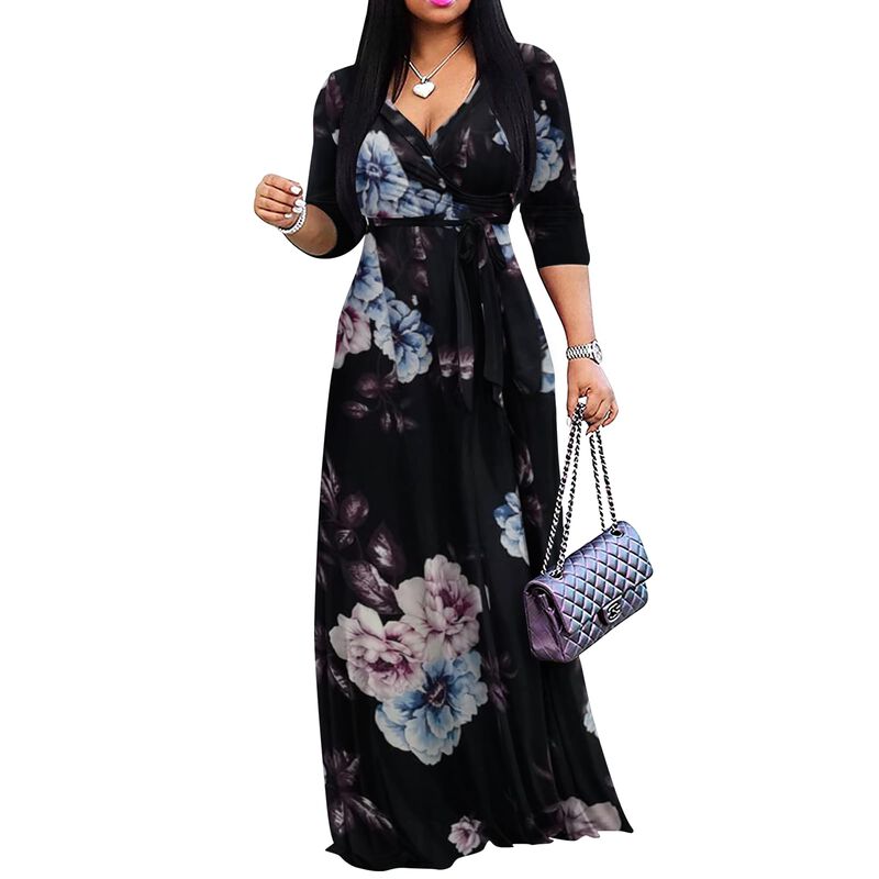 Vestido Yajedo Plus Size Cuello V, Mangas 3/4 image number null