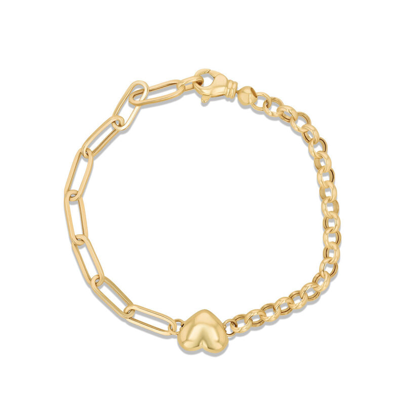 Pulsera De Corazon Oro Amarillo 10k (18.5cm Apr... image number null