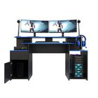 Escritorio Gamer MAX  Dise&ntilde;o para Streamers y Jugadores, con Orden de Cables, Negro-Azul