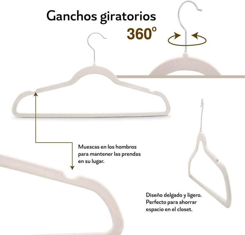 Ganchos Para Ropa De Terciopelo 30 Piezas image number null