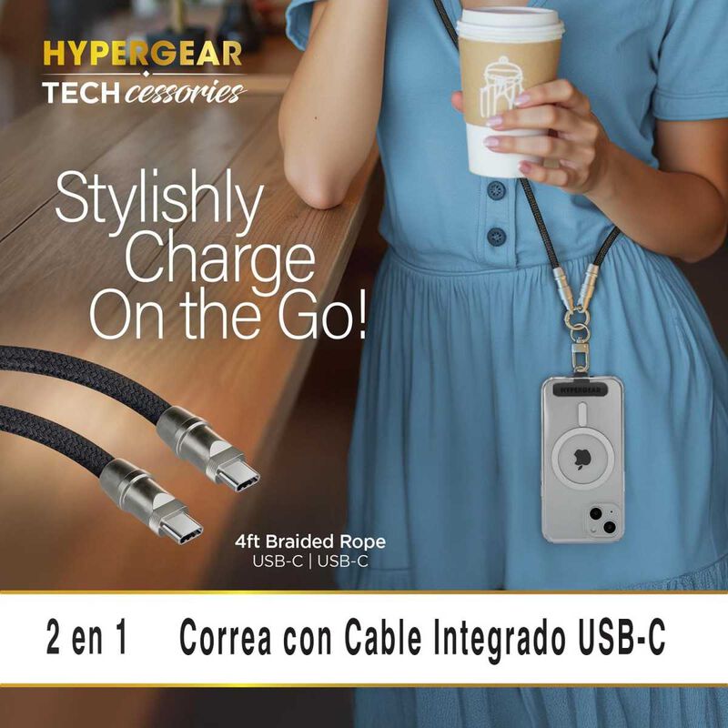 Cable Datos Correa Hypergear 2en1 Usb-c A Usb-c... image number null