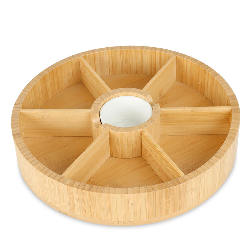 Botanero Giratorio de Bamb&uacute; con Salsero de Cer&aacute;... image number null