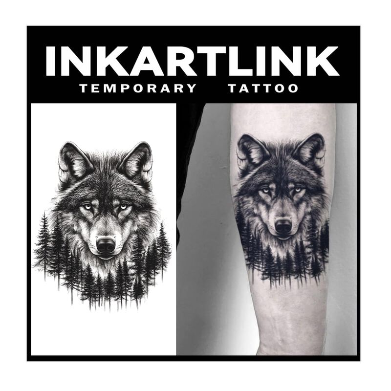 Tatuaje Temporal Inkartlink Lobo - 2 L&aacute;minas image number null