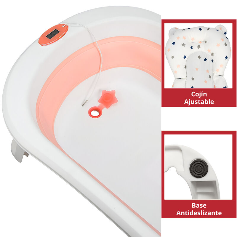 Bañera para Bebé Plegable con Cojín Tapón de Dr... image number null