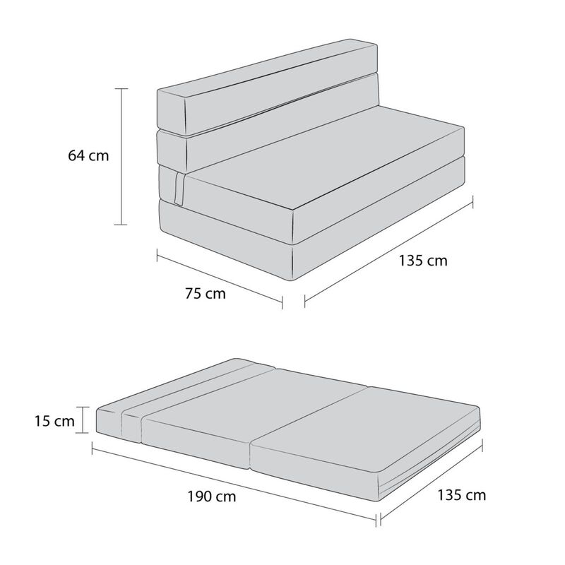 Sill&oacute;n Plegable Matrimonial Atlas Gris Claro + ... image number null