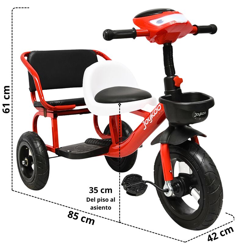 Triciclo para Ni&ntilde;os Dos Asientos Torreta con Lu... image number null