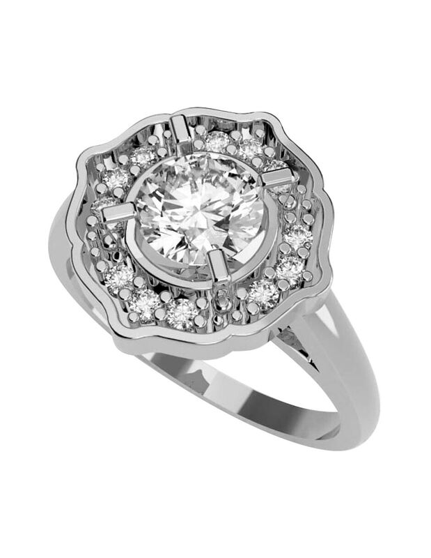 Anillo de Compromiso en Oro Blanco 10K con Circ... image number null