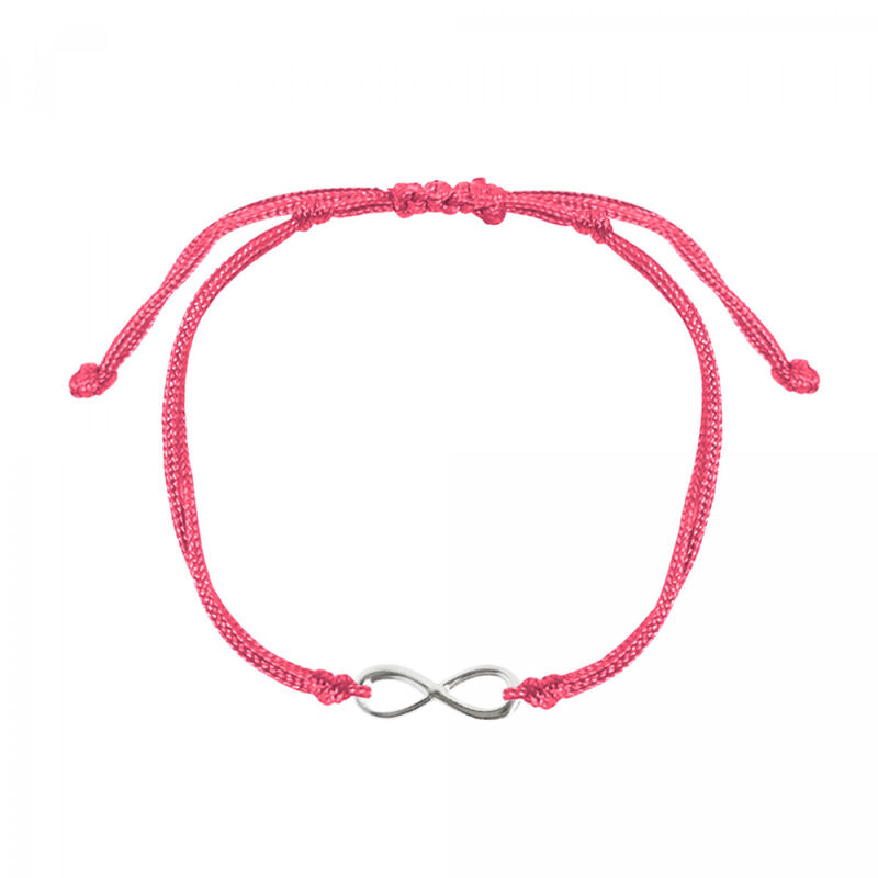 Pulsera infinito de plata con hilo rosa image number null