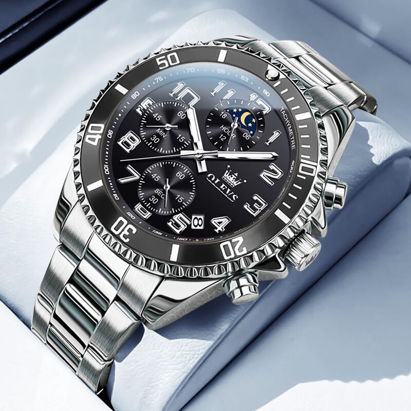 Reloj Olevs Moonphase De Acero Inoxidable Imper... image number null
