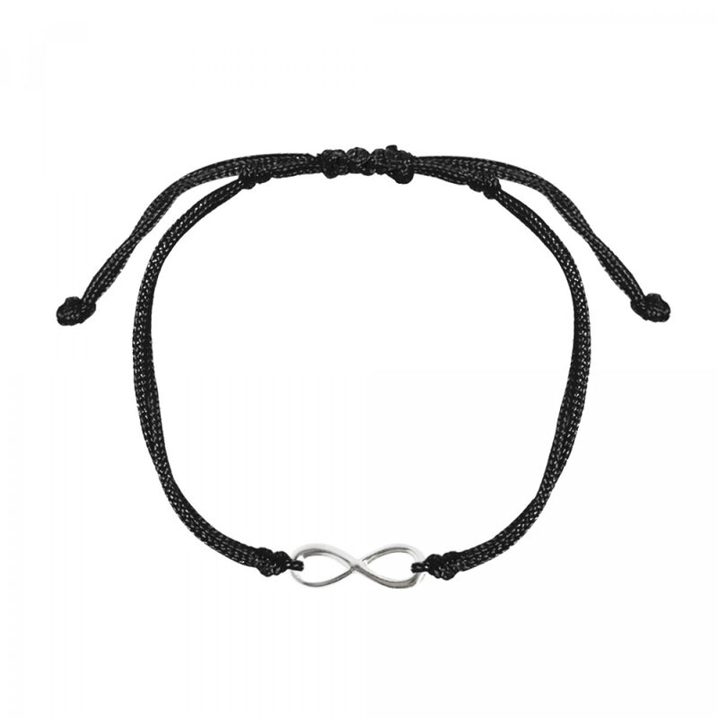 Set 2 pulseras infinito de plata con hilo blanc... image number null