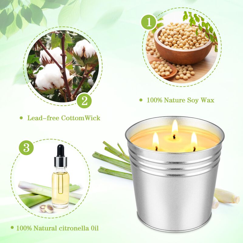 Velas De Citronela Ofun, 1 Litro, 3 Mechas, Paq... image number null