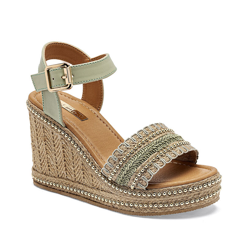 Mutante sandalia cu&ntilde;a para mujer verde beige co... image number null
