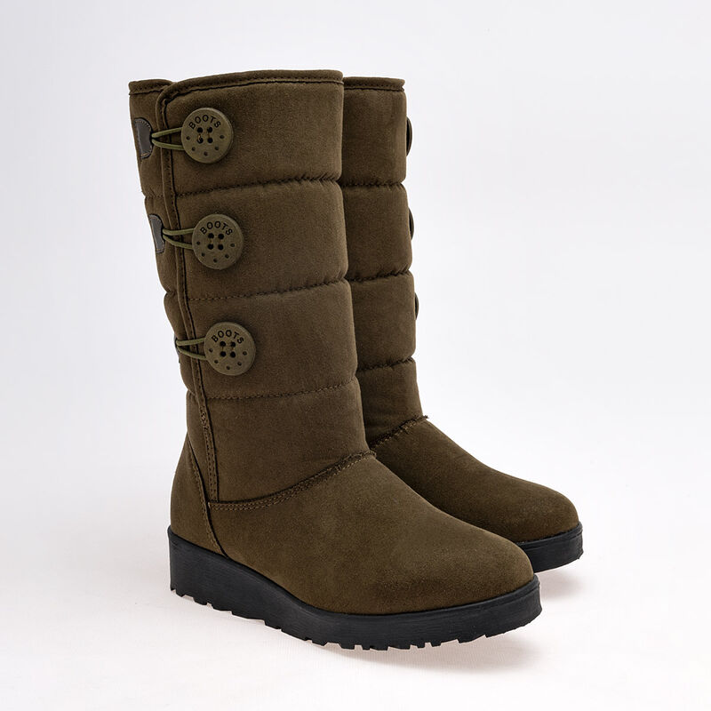Valeria Star Bota con peluche para mujer olivo image number null