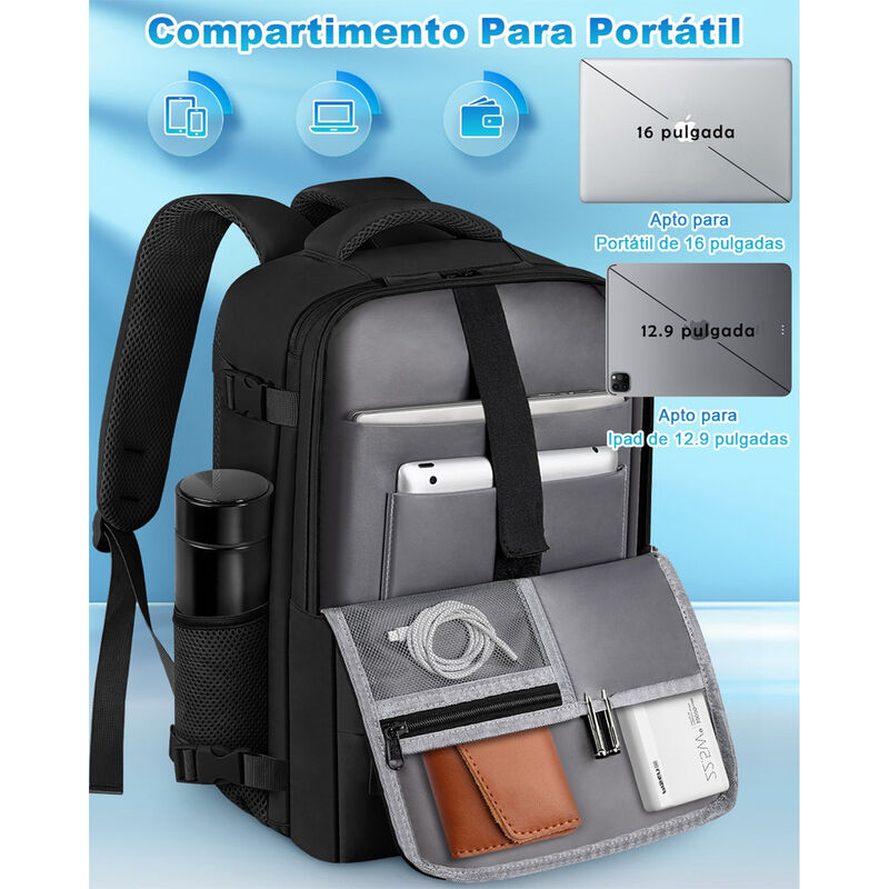 Mochila Antirrobo Impermeable Negra para Laptop image number null