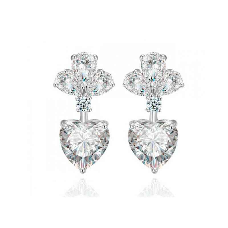 Aretes en Baño de Oro Blanco de 18K de Corazón ... image number null